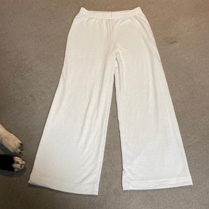 White wide leg sweat pants